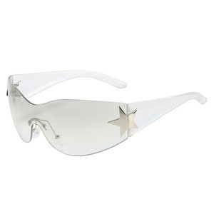 Lunettes de soleil <span class=keywords><strong>H2K</strong></span> unisexes pour adultes avec protection UV400, monture sans bords rose, verres PC, couleurs blanc et rouge, style futuriste, usage extérieur - Product Image 1