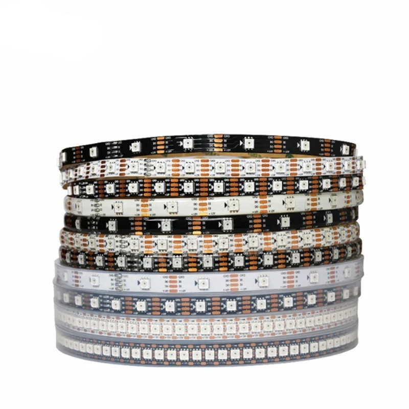12V WS2815 5050RGB 5m/Roll 30/60/96/144led/m Black/White PCB IP30/IP65/IP67 Individually Addressable Smart Led Pixel Strip Light