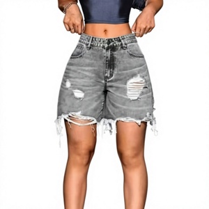 Wholesale <b>Women's</b> High Waist Ripped Denim Shorts Casual <b>Jean</b> Shorts Custom Logo & Design OEM Supplier - Product Image 1