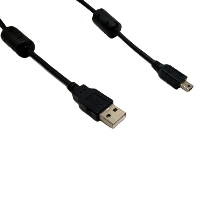 6FT USB2.0 AM Mini BM W/2 Ferrites 1.2M Copper Cable PVC Jacket for Charging Barcode Scanning 3A Current 12V Molded Braid