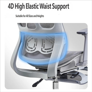 <span class=keywords><strong>Chaise</strong></span> de bureau/gaming ergonomique moderne avec appui-tête 2D réglable, dossier en maille, base pivotante en aluminium, inclinable, confortable et durable - Product Image 6