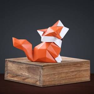 Ameublement de bureau personnalisable Sculpture en résine Statue de renard écologique Ornements de bureau d'animaux - Product Image 6