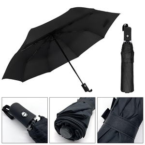 Parapluie automatique à 3 plis avec logo personnalisé, coupe-vent, protection UV, revêtement noir, renforcé, compact, cadeau d'affaires, parapluie de voyage - Product Image 4