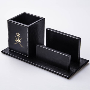 Ensemble d'accessoires de bureau en cuir PU noir, Set de 10 pièces - Product Image 5