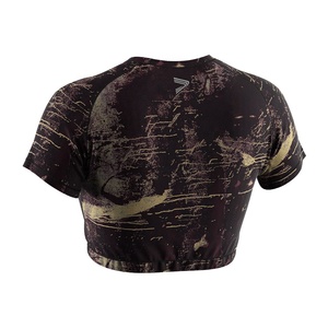 T-shirt Crop Aderente da <span class=keywords><strong>Donna</strong></span> Minimalista 165GSM in Tessuto Leggero Anti-odore con Cuciture Rinforzate per HIIT, CrossFit, Danza - Product Image 2