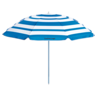 Parasol de marché extérieur rond rayé personnalisé avec impression publicitaire, imperméable en polyester, protection UV50, pour patio et plage
