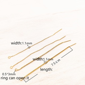 Filo per Orecchini in Acciaio Inossidabile 316L Placcato <span class=keywords><strong>Oro</strong></span> 18k PVD, Componenti per Gioielli, Filo per Orecchini a Perno con Catena Veneziana a Croce - Product Image 3