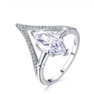 แหวนแต่งงานเซอร์โคเนียเซอร์โคเนียเซอร์โคเนียสำหรับผู้หญิงสไตล์โรแมนติกสำหรับครบรอบโรเดียม - Product Image 4