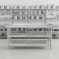 Plateau de travail en acier sur mesure de précision avec roulettes verrouillables, certifié NSF, et joints sanitaires
