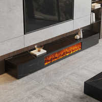 Meuble TV Cheminée Intégrée avec Simulation de Flamme, Cabinet de Décoration et Lumière