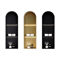 Niche de douche d'angle moderne à double niveau en acier inoxydable 304, étagère murale encastrée pour salle de bain, chambre, appartement, hôtel