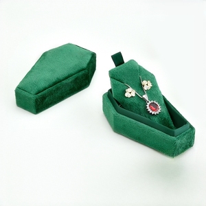 Boîte à bijoux en velours pour Halloween, boîte de rangement pour colliers, boîte à bijoux en forme de <span class=keywords><strong>cercueil</strong></span>, boîte à boucles d'oreilles fantaisie - Product Image 1