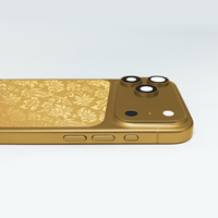 Pour iPhone 17 Pro Max : Cadre de téléphone plaqué or 24 carats au design de luxe avec motif gravé profond, boîtier de téléphone électroplaqué
