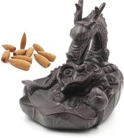 Porte-encens en céramique Dragon, brûleur d'encens à reflux en céramique, statue de brûleur d'encens, figurine, encens /