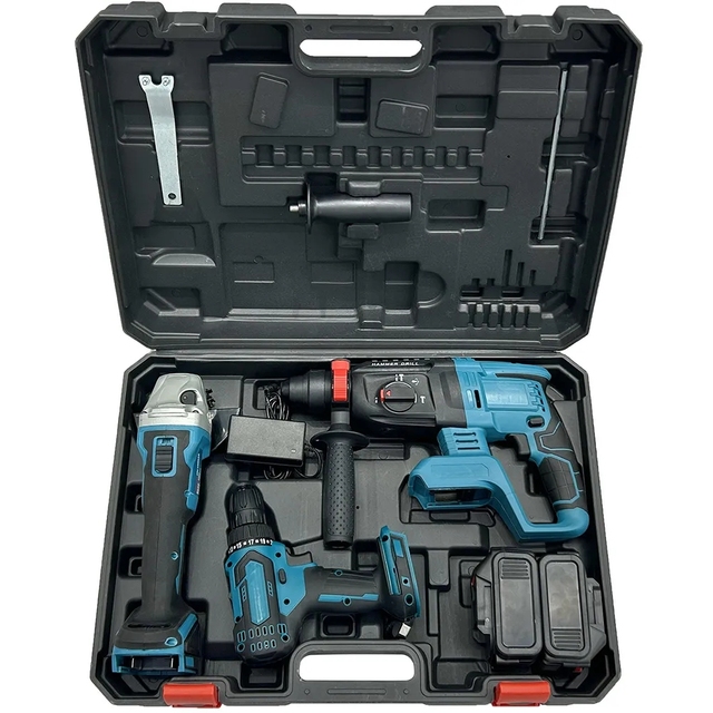 Industrial Electric Tools Kit Power Drill Screwdriver Bits Pliers Hammer Level Lithium Battery Hard Case High Quality Furniture