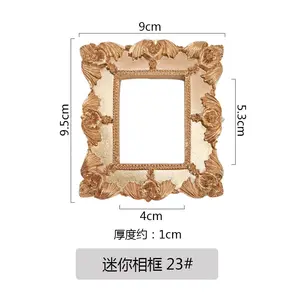 SYLWAN OEM Vintage Mini Resin Photo Frame European Photo Props For Ear Nail Art Necklace Jewelry Display Square Bronze