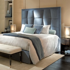 เตียงคู่ขนาดคิงไซส์สไตล์อิตาลี Letto รุ่น Elegante สีน้ำเงินกำมะหยี่ เตียงหรูหราสำหรับวิลล่า เฟอร์นิเจอร์ดีไซเนอร์ DIVANO-8940 เตียงคิงไซส์ DIVANO- - Product Image 4