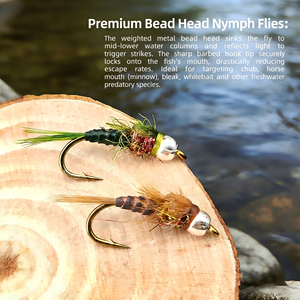 Mosca de pesca con cabeza de tungsteno, tamaño 14 #   16 #   Señuelos de Pesca con Mosca de Color Marrón Oliva, Tipo Sinking Wet Flies, <span class=keywords><strong>para</strong></span> Pesca de Trucha - Product Image 6