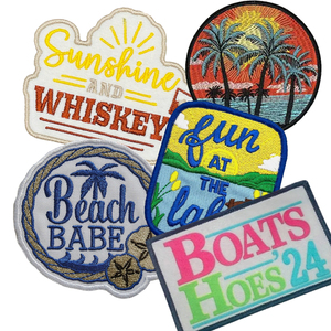 Iron-on bãi biển mùa hè Palm biển các bản vá lỗi cho Trucker Hat thêu vải với <span class=keywords><strong>Neon</strong></span> chủ đề cho túi vải và mũ - Product Image 1
