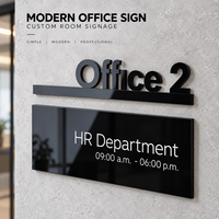 Panneau signalétique professionnel pour bureau d'entreprise, avec numéro, logo et signalétique de marque, résistant aux intempéries IP65, à suspendre