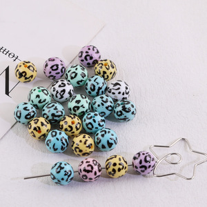 Cuentas Sueltas de Resina Acrílica y Plástica con Estampado de Leopardo de 16 mm (Azul Claro/Amarillo/Morado) Color Aleatorio Verano 2024 para Hacer Joyas - Product Image 5
