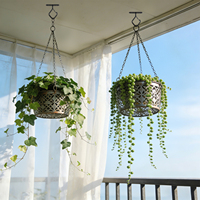 Crochets de suspension robustes en fer pour plantes de plafond avec boucle de sécurité, noirs, pour plantes, carillons éoliens, mangeoires à oiseaux, décoration de jardin