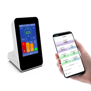 Tuya APP ワイヤレス IAQ メーター PM1/PM2.5/PM10/TVOC/RH/TEMP/CO2/HCHO/CO ポータブル室内空気質花粉テスターモニター - Product Image 1