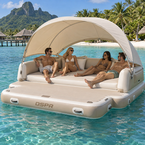 Grande Isola Galleggiante Gonfiabile con Piattaforma Lounge, Ponte d'Imbarco e Tettoia per Hotel Costieri, <span class=keywords><strong>Spiagge</strong></span> e Parchi Acquatici - Product Image 2