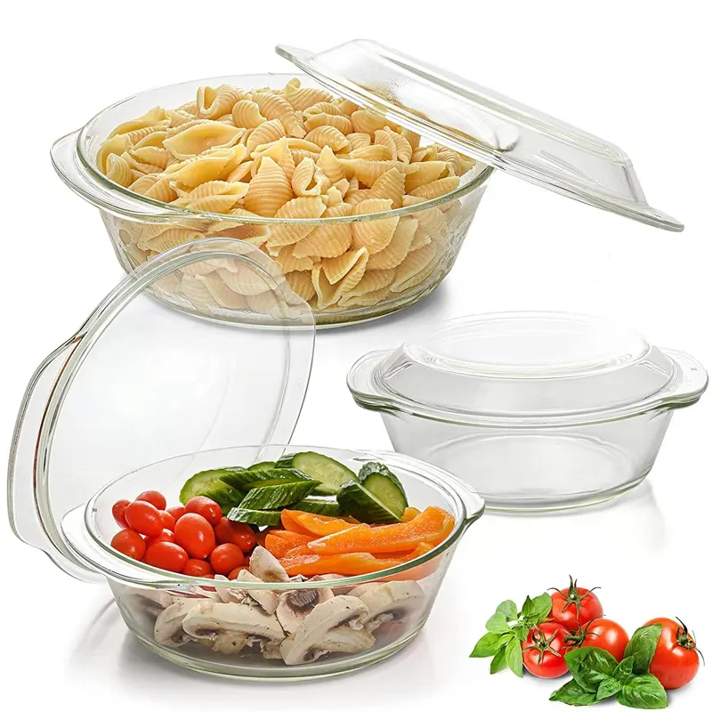 Casseroles en verre Borosilicate avec couvercle, pour four à micro-ondes et au service de table