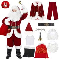 Noël Mens Santa Costume Set Adulte 11 Pcs Deluxe Santa Costume Costume