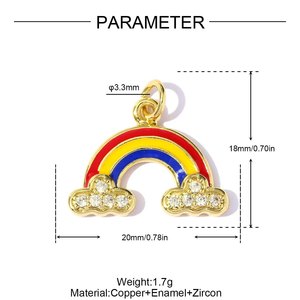 Colgante <span class=keywords><strong>de</strong></span> Corazón Arcoíris DIY <span class=keywords><strong>de</strong></span> Cobre con Zirconia, Accesorios <span class=keywords><strong>de</strong></span> Joyería para Botas, Lazos, Pulseras y Collares - Product Image 6