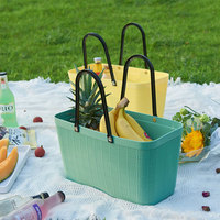 Panier fourre-tout en PVC imitation osier de style japonais, vente en gros d'usine, pour pique-nique, rangement de fruits/légumes, utilisation dans la salle de bain, articles divers
