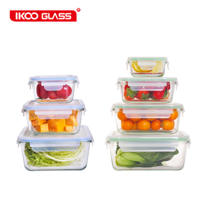 6 pcs glass food container set airtight nestable pack box BPA free food contact glass container kitchen food storage container