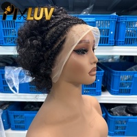 Perruques Courtes Tressées Pixie Cut en Cheveux Humains pour Grossistes, Perruques Sans Colle Lace Front Kinky Curly en Cheveux Humains pour Femmes Noires