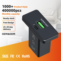 Chargeur USB universel 12V 24V pour voiture, montage caché sur panneau, double port 18W QC USB-A, 36W PD USB-C, charge rapide, prise d'alimentation