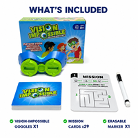 YSJ Upside-Down-Herausforderungsspiel: Refraktionsprisma-Brille, löschbare Marker-Karten, neuartiges Lernspielzeug-Brettspiel-Set