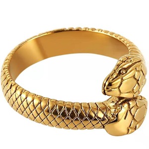 Double Headed <b>Snake</b> Stainless Steel <b>Ring</b> Gold Unisex Fashion Jewelry Gift - Product Image 4