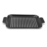 Plateau de barbecue en émail pour le camping en plein air, en acier au carbone personnalisé, antiadhésif, avec trou, vente en gros