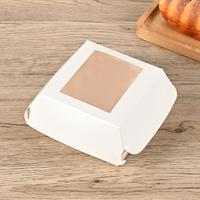 Caja Premium para Mini Hamburguesas, Contenedor de Papel Tipo Concha, Laminado Mate con Recubrimiento UV, Ventana Transparente, Logotipo Personalizado