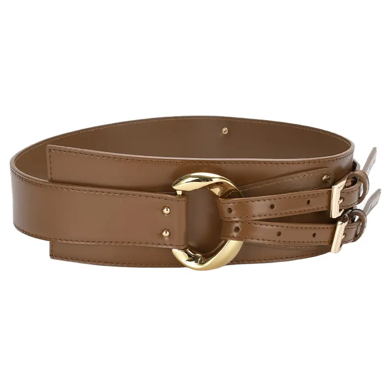 Superior Quality 8 Colors Choice Cowhide Leather Women Girdle Belt Female With Double Pin Buckle