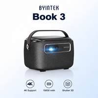 Projecteur DLP 3D 4K BYINTEK Book 2 R20 avec batterie, 500 lumens ANSI, Android Smart WiFi, projecteur vidéo portable pour cinéma en plein air