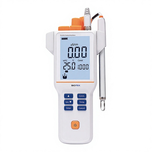 SCITEK Portable EC Meter 0.00 US/cm to 200 MS/cm Conductivity Meter for Lab