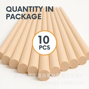 Palitos Redondos de Madera de Pino, Color Natural, 10 Piezas, Herramientas y Suministros para Manualidades - Product Image 1