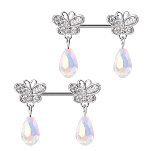 Schattige Tepelpiercings Roestvrij Staal Kristal Tepelschild Omslag Hart Bloem Tepelringen Vrouwen Groothandel Sieraden Lichaam - Product Image 4