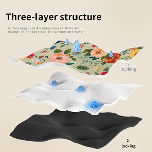 Alfombra de baño floral rectangular de tierra de diatomeas absorbente y antideslizante para baño - Product Image 3