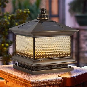 Lampe solaire à pilier en aluminium et verre, étanche IP65, pour villa, jardin, <span class=keywords><strong>portail</strong></span>, clôture, nouvelle lampe de paysage rétro chinoise antique - Product Image 4