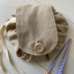 Sac à cordon rond en lin personnalisé organisateur <span class=keywords><strong>de</strong></span> maquillage stockage brosse cosmétique fermeture bouton <span class=keywords><strong>toilette</strong></span> sac cosmétique - Product Image 6