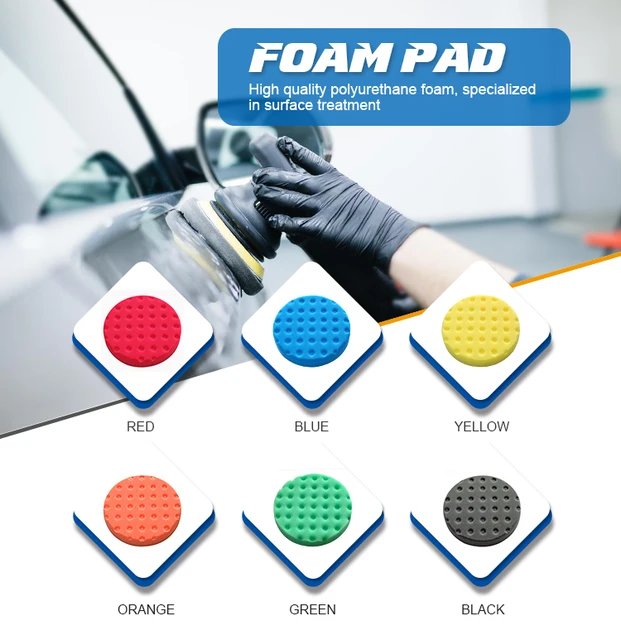 Car Buffing Kit 6 Inch Car Polish Buffing Pad Abrasive Disc Sponge Foam Pads