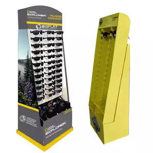 Printing Corrugated Retail sun glasses cardboard display shelf sunglasses floor display stand