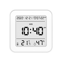 Termómetro Higrómetro Digital LCD 3 en 1 para Interiores con Reloj, Material ABS, Personalizable OEM/ODM
